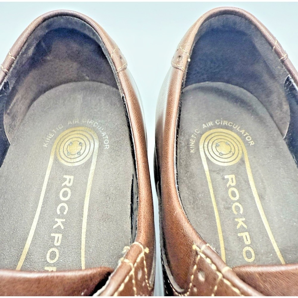Rockport Mens Kinetic Air Saddle Oxford Brn Leather Lace Up Dress Shoes Size 11W - Picture 6 of 9